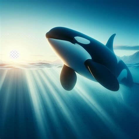 Imagen hiperrealista de la orca ballena asesina en el océano azul