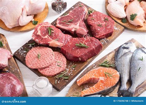 Assortment Of Meat And Seafood Stock Photo Image Of Chicken Object