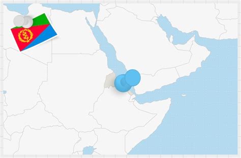 Mapa De Eritrea Con Un Alfiler Azul Anclado Bandera De Eritrea Vector