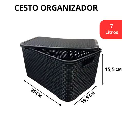 Cesto Caixa Organizadora Rattan Litros Tampa Para Cozinha