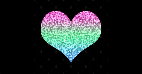 Ombré Polysexuality Colours And White Swirls Doodles Heart