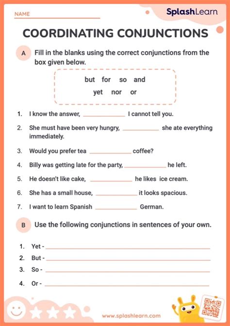 101 Printable Coordinating Conjunctions Pdf Worksheets Grammarism