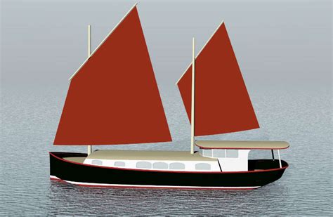 48' Steel Sailing House Barge ~ Sail Boat Designs by Tad Roberts