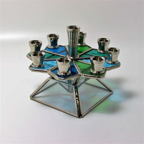 Colorful Stained Glass Menorah Dreidel Etsy