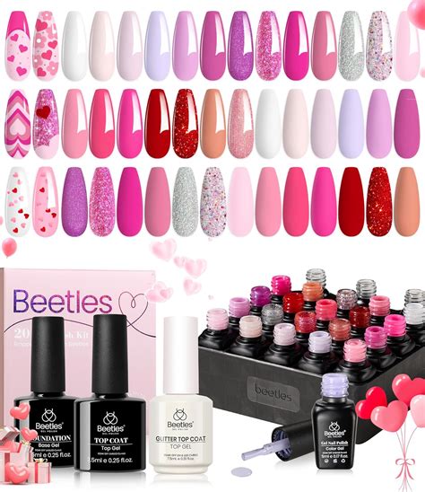 Beetles Gel Polish Nail Set 20 Colors Alluring Sweetie Collection Nude