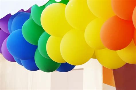 Premium Photo Balloons In The Colors Of The Rainbow Flag At Gay Pride