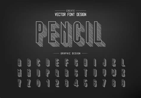 Pencil Sketch Shadow Font And Alphabet Vector Chalk Tall Typeface