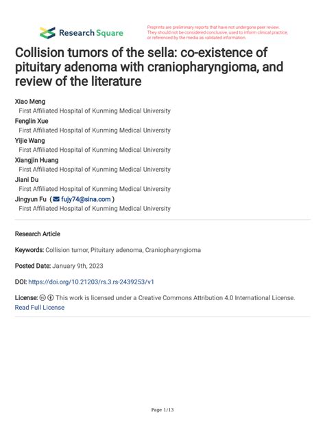 Pdf Collision Tumors Of The Sella Co Existence Of Pituitary Adenoma