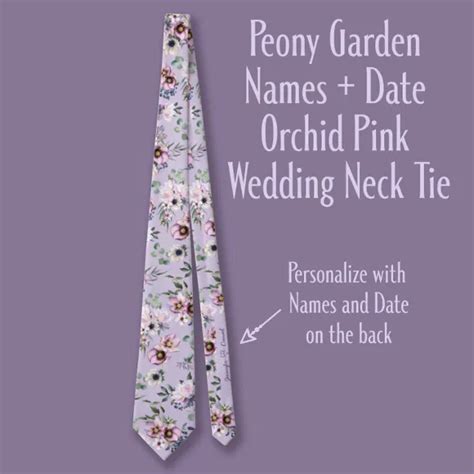 Peony Garden Names Date Orchid Pink Wedding Neck Tie Zazzle