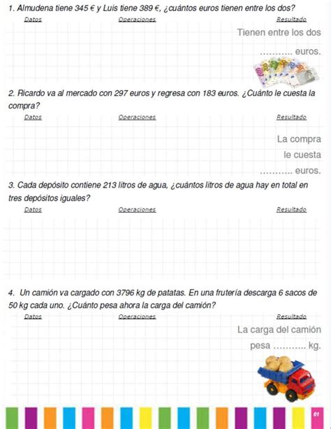 Problemas matemáticos operaciones básicas worksheet Problemas