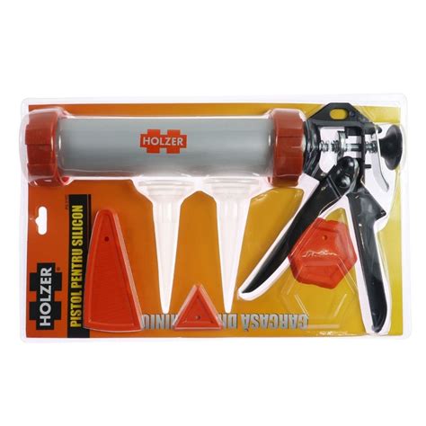 Dedeman Set pistol cilindric pentru silicon, Holzer XY-501, aluminiu ...