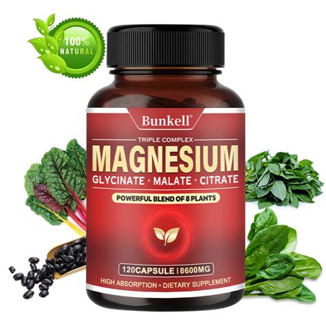 Bunkell Triple Magnesium Complex Magnesium Glycinate Malate Citrate