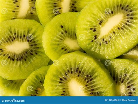 Juicy Bright Green Kiwi Fruits With Seeds Stock Image Image Of