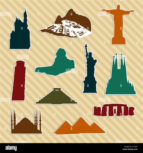 World Landmark Sticker Silhouettes Vector File Layered For Easy