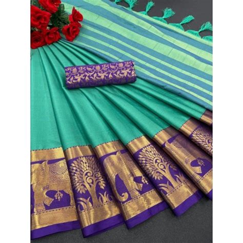 Pure Mercerised Kanchivaram Silk In Exclusive Border Design Copper Zari