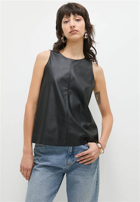 Pu Sleeveless Shell Black Superbalist Blouses Superbalist