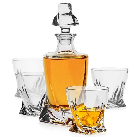 LUXU Whiskey Decanter Set Premium 1 Twisted Whiskey Decanter 25oz With