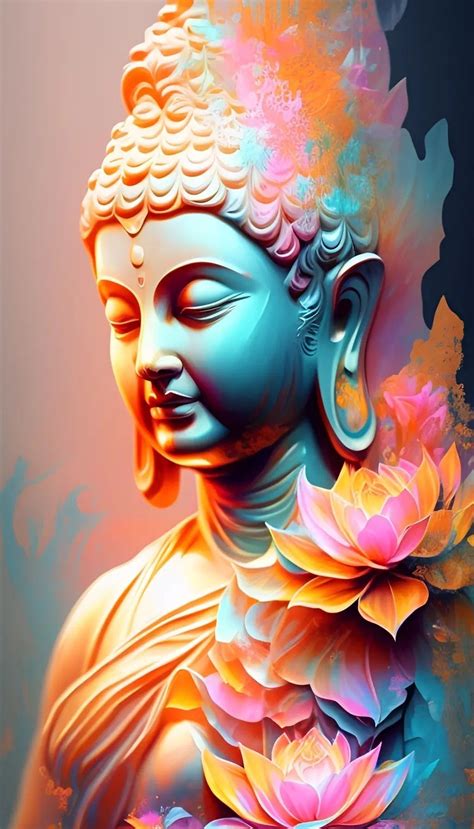 Pin By Thu B I On Nh Ph T Th Ch Ca M U Ni P Buddha Art Painting