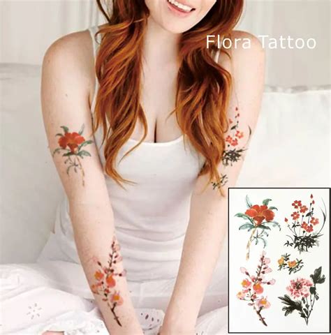 Buy Ft07 Watercolor Plum Blossom Temporary Body Tattoo Chinese Painting Tattoos