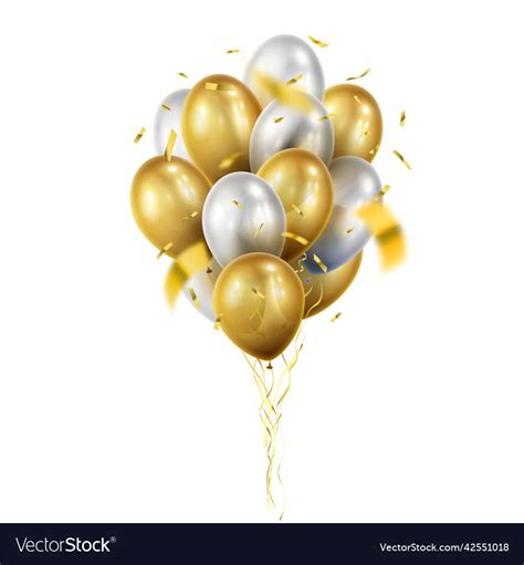 Bunch of realistic transparent golden balloons Vector Image