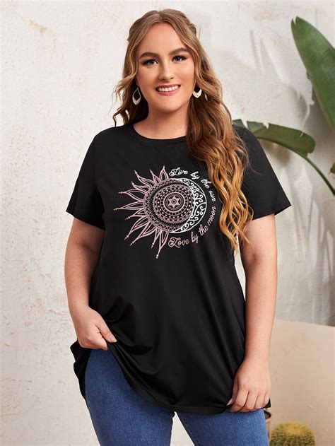 Emery Rose Camiseta Larga Con Estampado De Slogan Y Dibujo