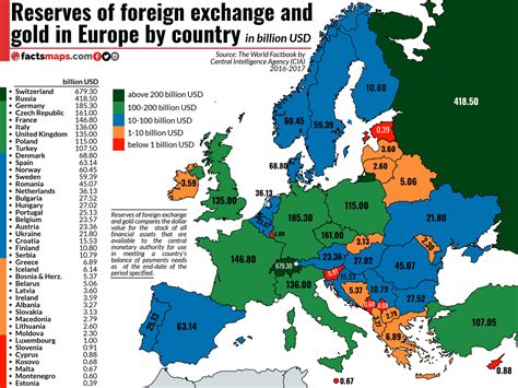 Reserves Of Foreign Exchange And Gold In Europe By Maps On The Web