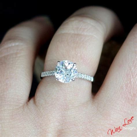 White Topaz Diamond Engagement Ring Round Solitaire Ct Mm K K