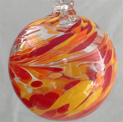 Kugel Zum H Ngen Bunte Glaskugel Ornament Gelb Orange Klar