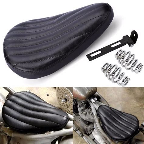 Siège Solo en rouleau de moto en cuir noir ressort support de selle