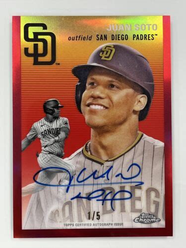 2023 Topps Chrome Platinum Anniversary Juan Soto RED Auto D 1 5 On