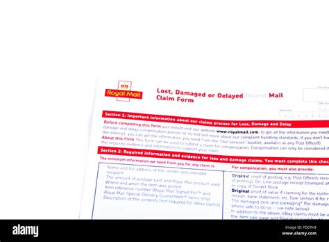 Royal Mail Lost Damaged Or Delayed Claim Form Claims Post Posted