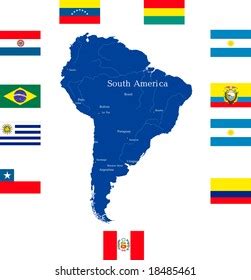 Detailed South American Flags Map Manually Stock Vector (Royalty Free ...