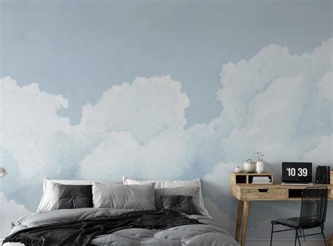 Light Blue Sky Watercolor Wallpaper | Soft Serene Wall Mural