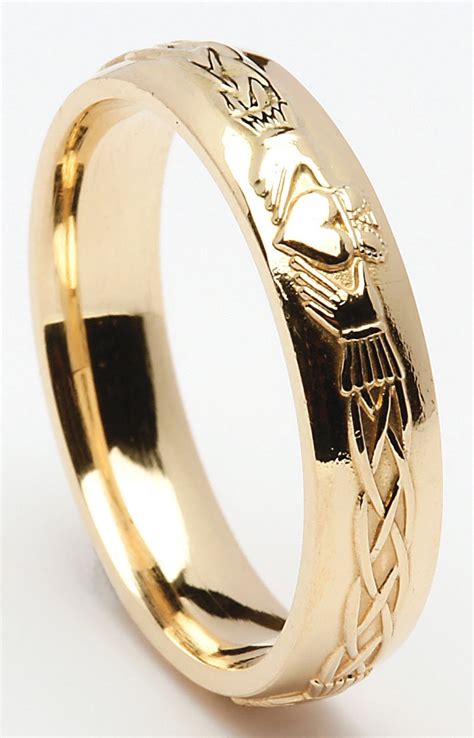 Gold Claddagh Celtic Wedding Band