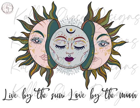 Boho Sun And Moon Digital Downloadsublimation Design Etsy