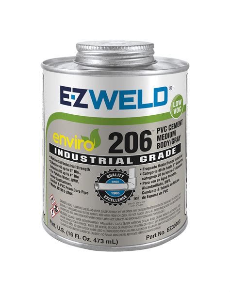 EZ WELD Gray PVC Cement, Medium Bodied, PVC, Size 16 oz, For Use With ...