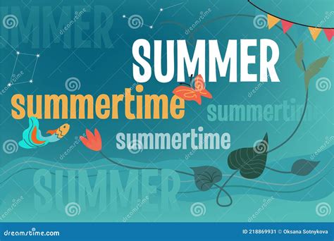 Summertime Text On A Blue Background Facebook Cover Vector