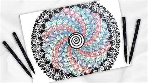 How To Draw Mandala Art For Beginners Mandala Art With Colored Pens