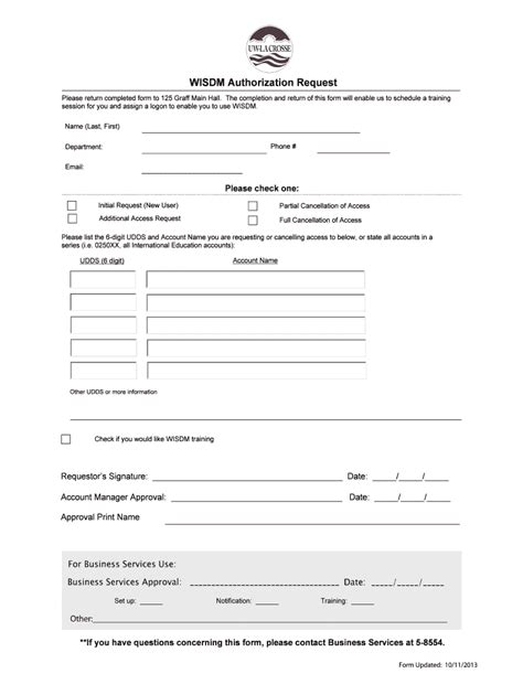 Fillable Online Uwlax WISDM Authorization Request Uwlax Edu Fax Email