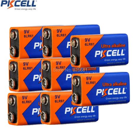 8pcs Pkcell Alkaline 9v Battery 6lr61 6f22 Gp1604g S1 Heavy Super Duty Dry Batteries For Alarm