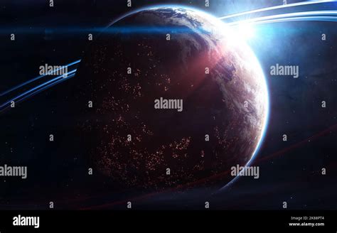 Lonely Inhabited Deep Space Planet Stock Photo Alamy