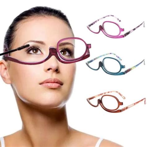 Women Makeup Reading Glasses Rotatable Flip Make Up Eye Glasses Presbyopic Ebay