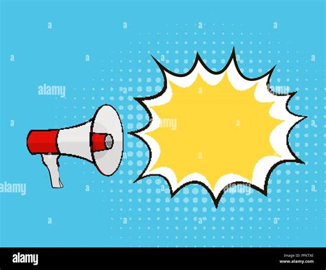 Megaphone And Speech Bubble In Pop Art Style Background Vector