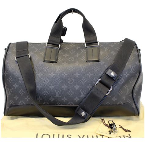 Louis Vuitton Keepall Voyager Monogram Eclipse Travel Bag Black Us