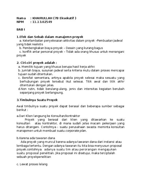 Contoh Proposal Tender Proyek Doc Satu Trik Riset