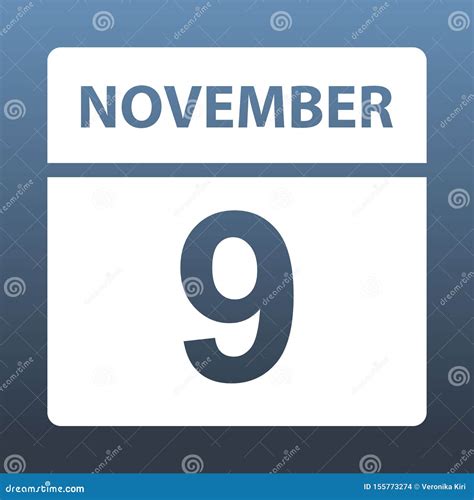 November 9 White Calendar On A Colored Background Day On The Calendar