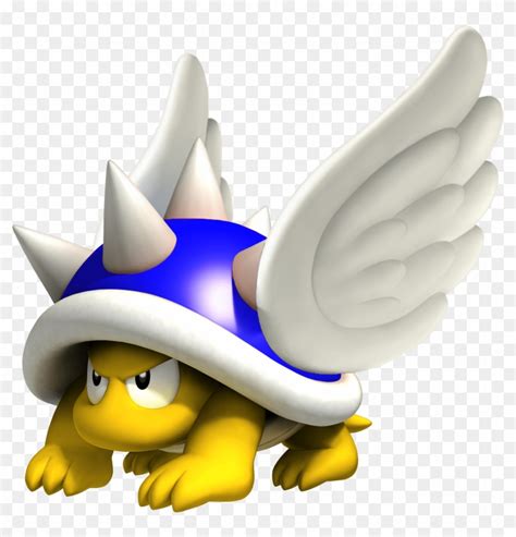 Winged Blue Spiny Super Mario Mario Kart Shell Render Full Size Png