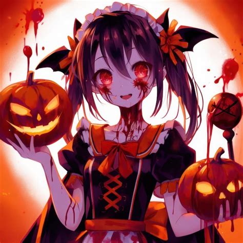 Premium AI Image | Anime Girl Halloween Theme