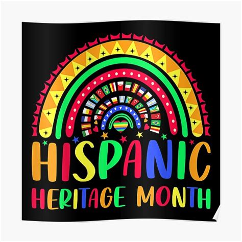 National Hispanic Heritage Month Rainbow All Countries Flags Poster