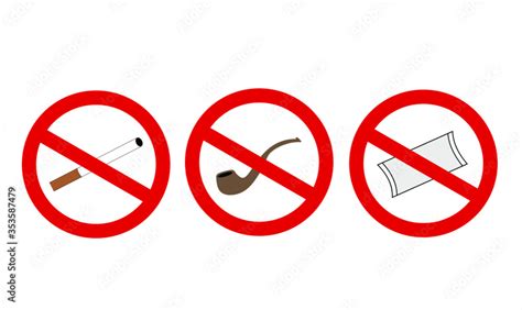 Set Of Icons Smoking Cessation Icon Sign Smoking Cigarettes Pipe And